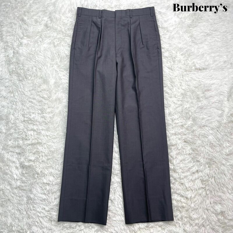【美品】Burberry’s バーバリーズ ラムウール モヘア混 2タック スラックス パンツ 上品 ヴィンテージ