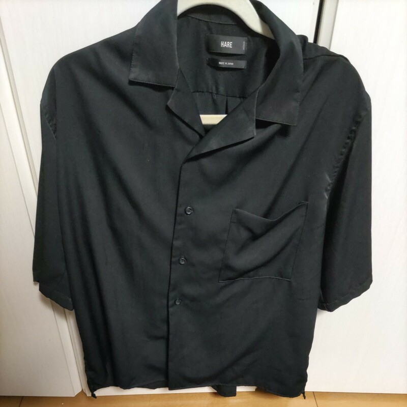 HARE オープンカラーシャツ 半袖 黒