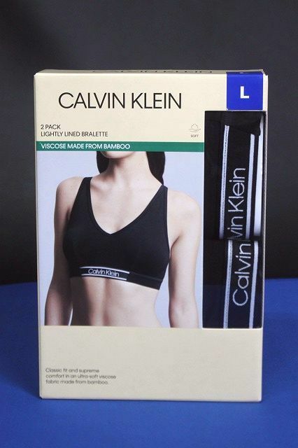 カルバンクライン レディース スポーツブラ 2枚セット ブラック サイズL Calvin Klein BAMBOO BRALETTE★送料510円