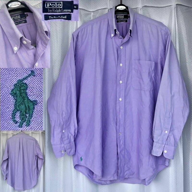 90's ビンテージ★Polo by Ralph Lauren / The Big Oxford BDシャツ 長袖 M★ポロ ラルフローレン ボタンダウン コットンシャツ トップス