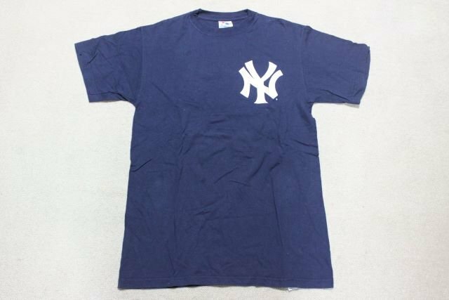 ▽♪ Majestic マジェスティック Yankees ヤンキース MLB WANG王建民 半袖Tシャツ #40 紺 L