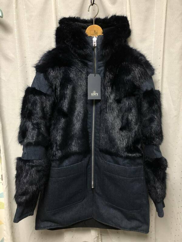 新品 LEVI’S MADE&CRAFTED Reversible Denim Fur Coat M 定価88,000円 リーバイス デニム ファー コート キルティング リバーシブル 