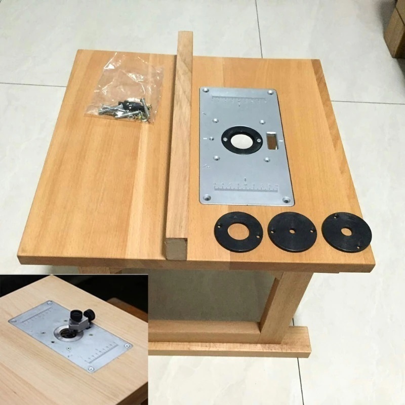 #1026# アルミルーターテーブルインサートプレート 木工ベンチ用4リング付きルーターテーブルプレート