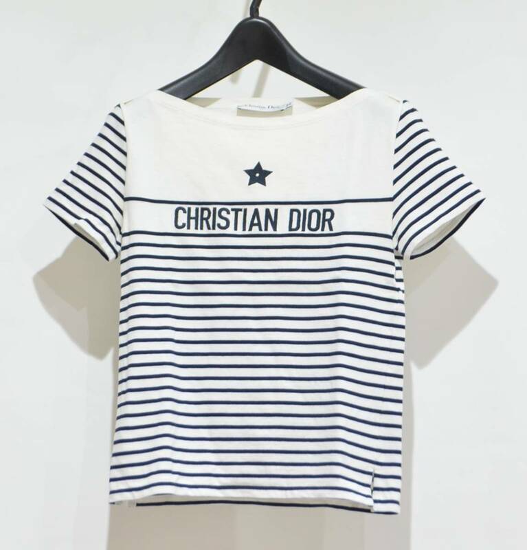 国内正規品 Christian Dior クリスチャン ディオール DIORIVIERA Tシャツ ロゴ スター 刺繍 ボーダー カットソー XS Y-29007B