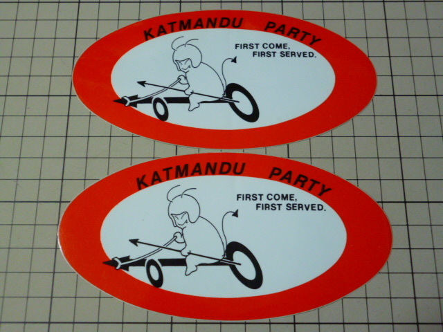 KATMANDU PARTY FIRST COME FIRST SERVED ステッカー 2枚 (142×72ｍｍ)