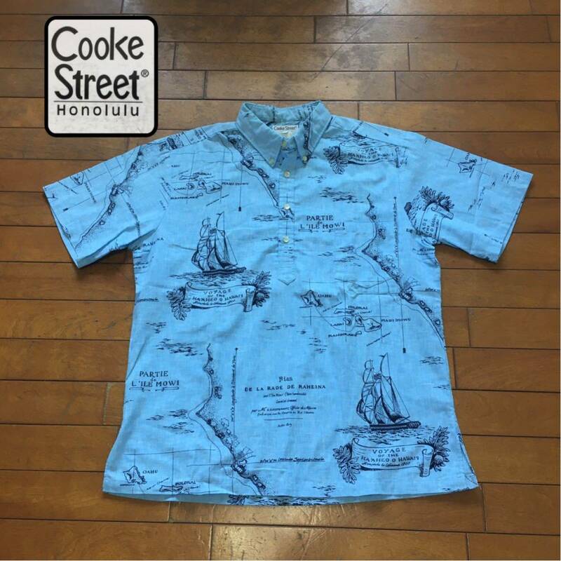 ☆【 COOK STREET 】★ Made in USA コットン プルオーバー BDアロハシャツ★サイズL