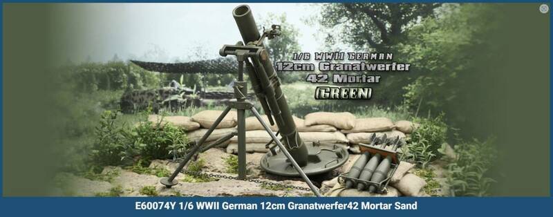 未開封新品/3R【DID】E60074G/1/6 WW2 German 12cm Granatwerfer 42 mortar (Green) WW2ドイツ軍 12cm GrW 42 迫撃砲 1/6スケール 重迫撃砲