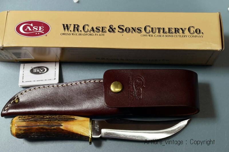 VINTAGE KNIFE CASE XX STAG HUNTER 523-5SSP 年代刻印参照 USA MADE 鹿角 蒐集 コレクターアイテム ナイフ （y1655）