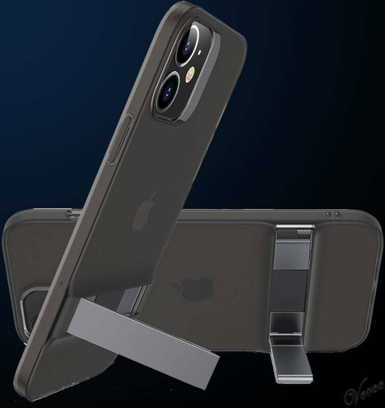 【ブラック メタルキックスタンド】 iPhone12 mini ケース 5.4インチ 2WAYスタンド TPU 縦置 横置 カバー 保護 耐衝撃 ワイヤレス充電
