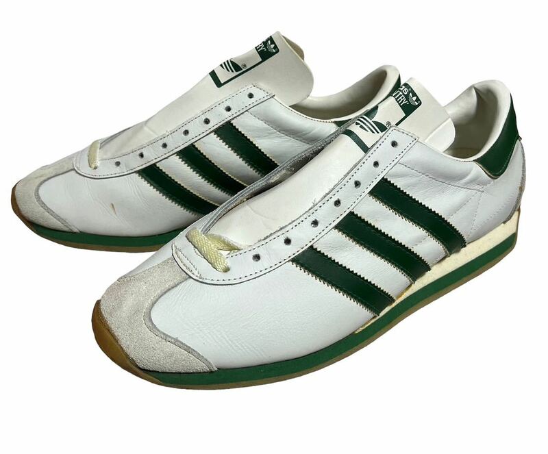 未使用品 ビンテージ 80s フランス製 adidas country アディダス カントリー 白/緑 US9 27.5㎝