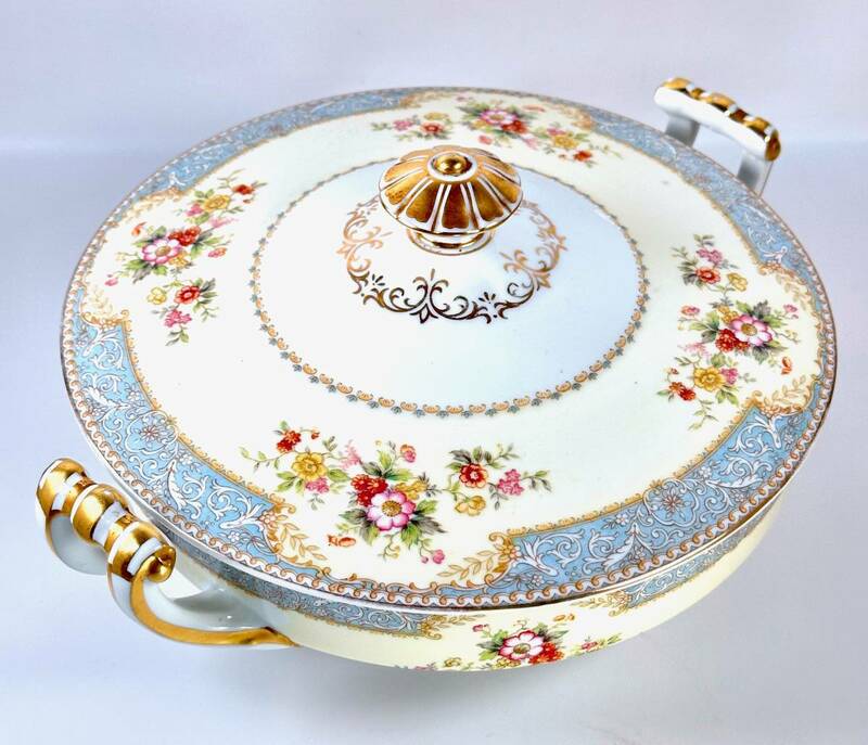 超貴重！ Noritake ノリタケ オールドノリタケ 本金彩 キャセロール BLUEDAWN 月桂樹 M印 1933〜1953年に製造