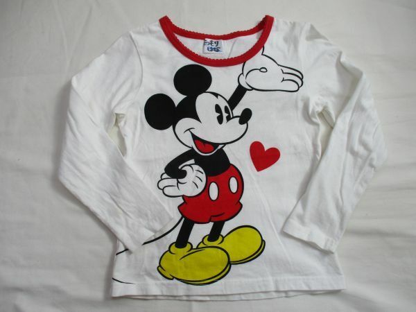 BF138【Disney・ミッキィーマウス】プリント　長袖　Tシャツ　女児　赤　120