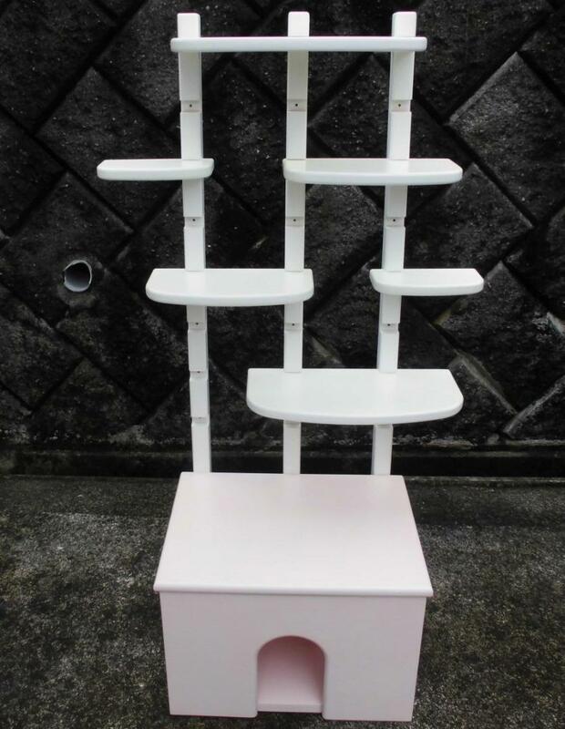【展示品】Mon-Jyu　木製のキャットタワー（ライトピンク）　高さ120ｃｍ　定価40000円
