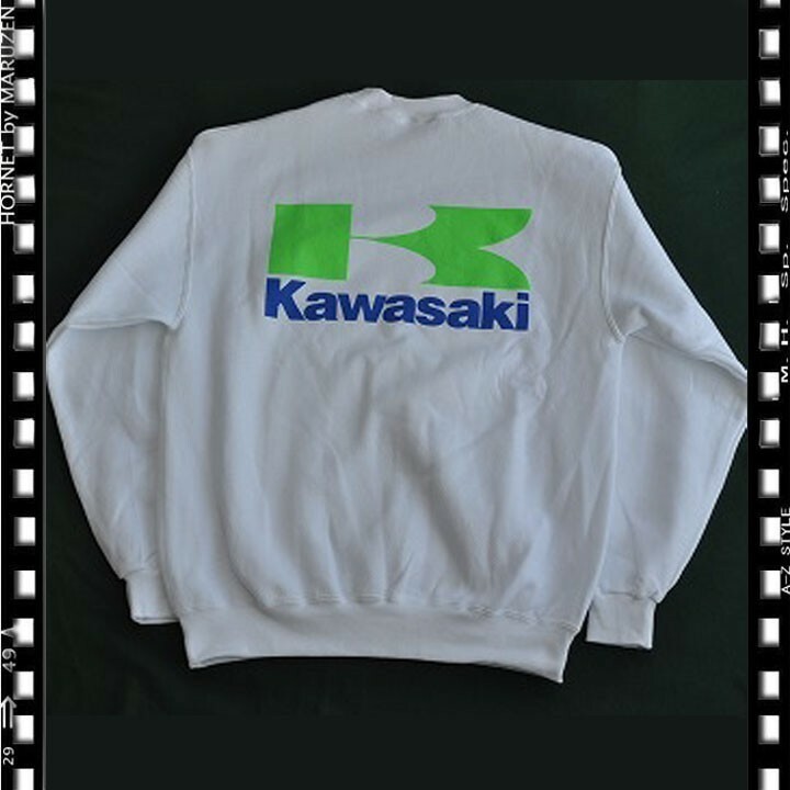 Mサイズ　メトロレーシングスエットシャツ　KAWASAKI　ホワイト　新品袖M緑