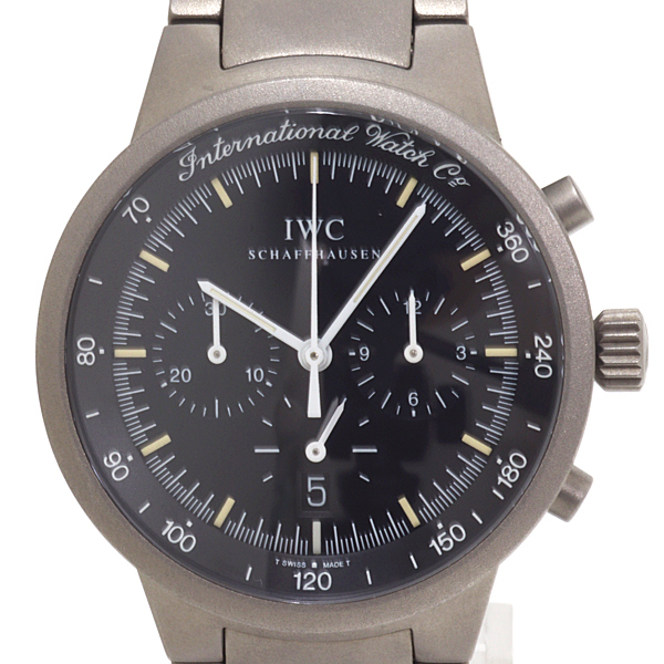 IWC メンズ腕時計 GST クロノグラフ IW372701 デイト表示 ブラック文字盤 クォーツ 仕上げ済 箱無し 【中古】