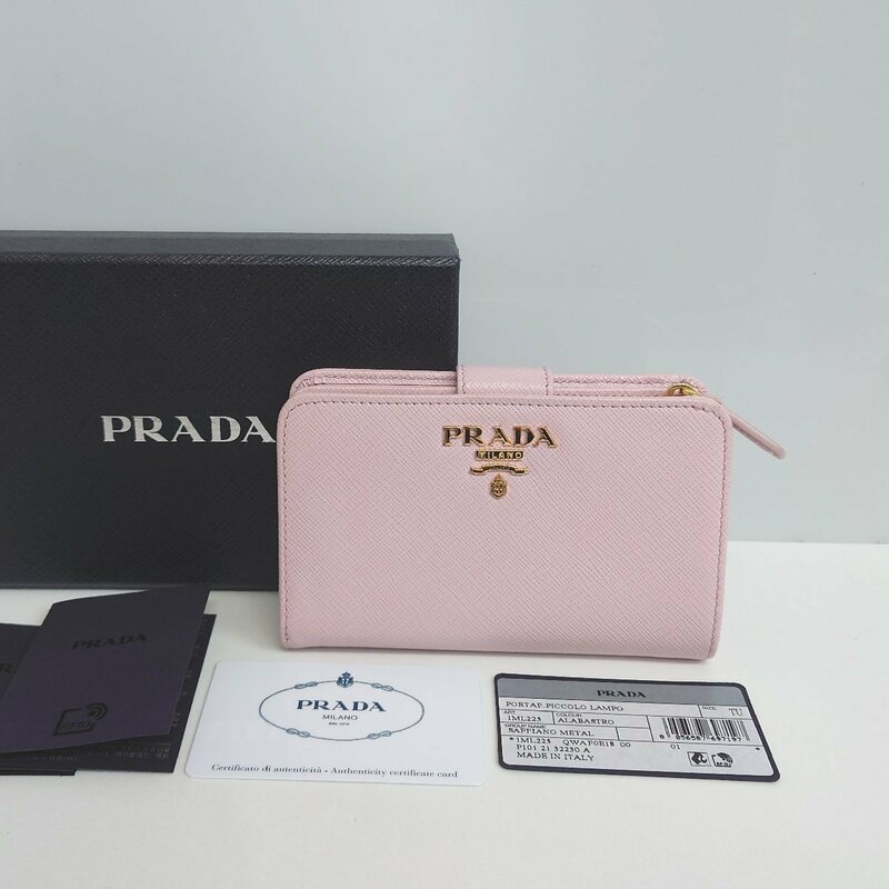 【77】プラダ PRADA 1ML225 ALABASTRO サフィアーノ レザー ピンク系 レディース コンパクト 財布 ウォレット
