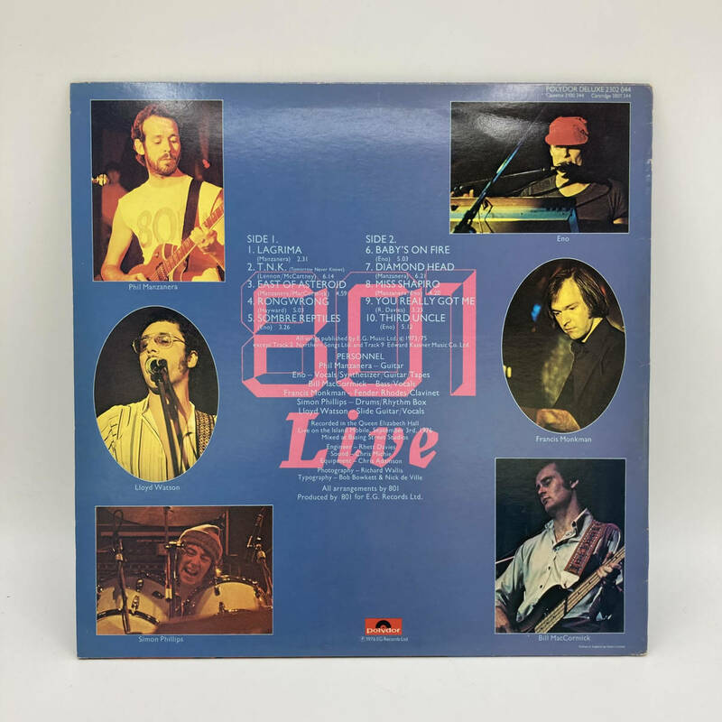 【UK盤】801「801 Live」LP（12インチ）/Polydor(2302-044)/レコード