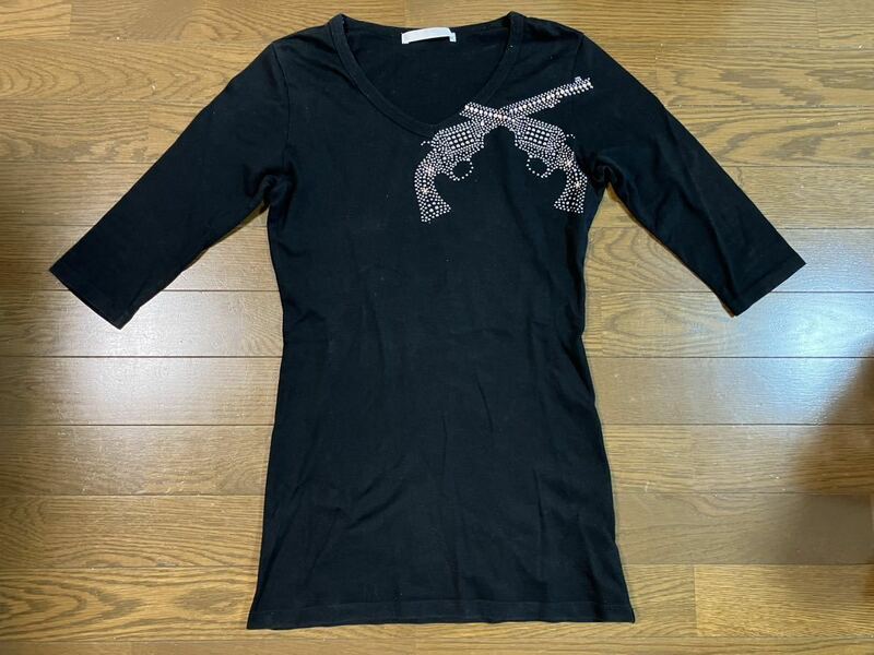 roar カットソー Tシャツ 二丁拳銃 メタルスタッズ スワロフスキー