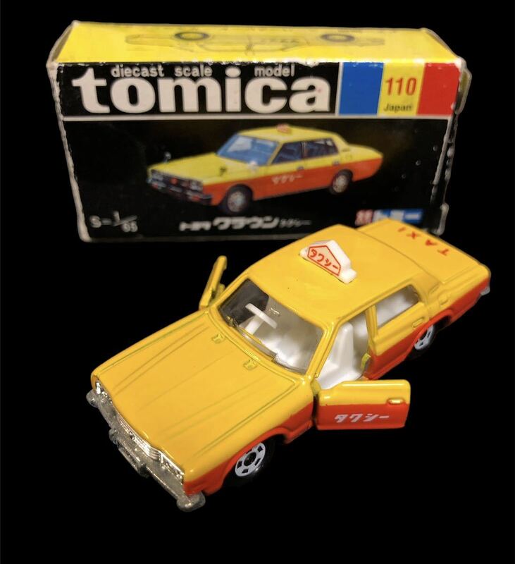 黒箱トミカ#110復刻【トヨタ クラウン タクシー TOYOTA CROWN TAXI】1/68ミニカー■TOMYトミーTOMICA【中古】