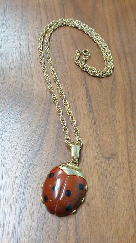 Vintage Ladybug Chain Necklace てんとう虫 チェーン ネックレス ゴールドカラー