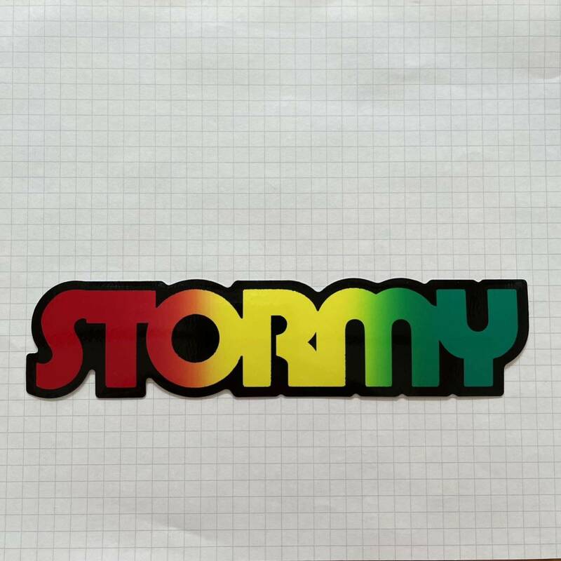 ④【STORMY ストーミー】ステッカー グラデーションシール 15.8cm　赤×黄×緑　スケートボード スケボー