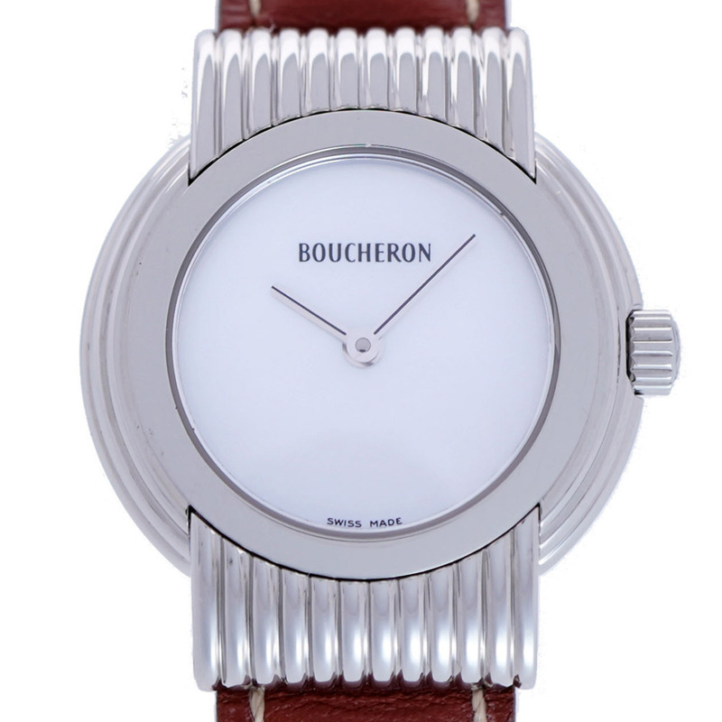 ブシュロン リフレ クオーツ 腕時計 SS/レザー シェルホワイト 0004 Boucheron レディース