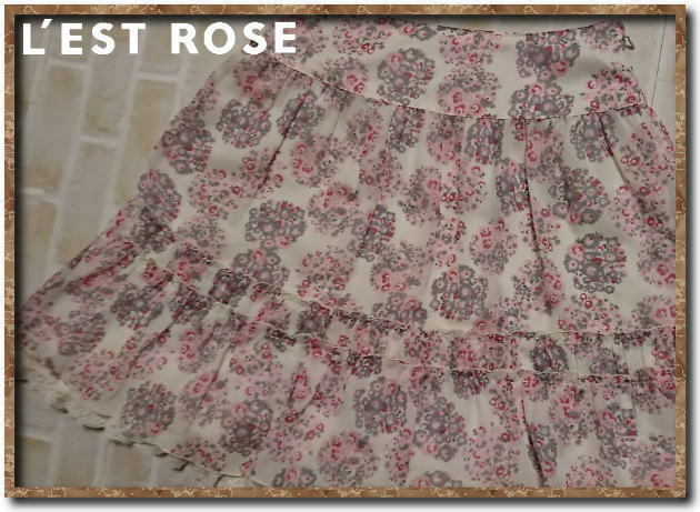 ☆L'EST ROSE　レストローズ　裾レース花柄シフォンスカート　白☆