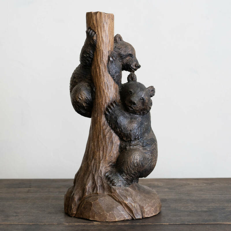 木彫の熊 北海道 民芸品 木彫り熊 木製彫刻 飾り オブジェ 置物 民藝 木彫熊