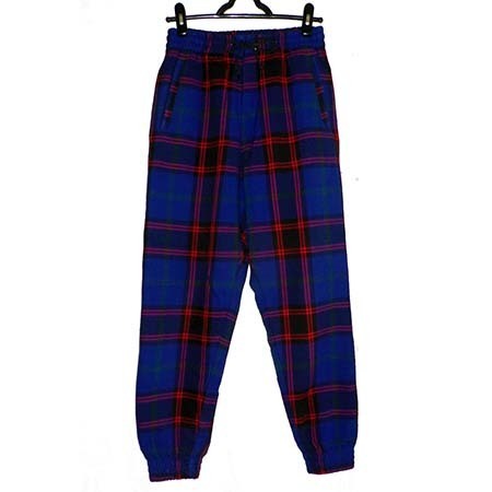 JOYRICH Private School Series Trousers Pants Navy Blue Check 紺 青 × 赤 チェック S 裾ゴム イージーパンツ ジョガーパンツ