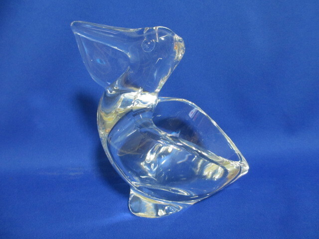 インテリア　クリスタルガラス　ペリカン型　小物入れ　１ヶ（中古品）