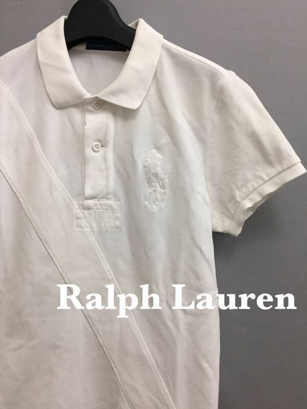 ポロラルフローレン Polo by Ralph Lauren ビッグポニー 鹿の子 半袖 ポロシャツ ホワイト レディース Mサイズ ～○&