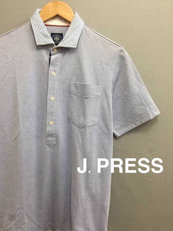 ジェープレス J.PRESS ポロシャツ 半袖 ポケット ブルー メンズ Mサイズ ～△&