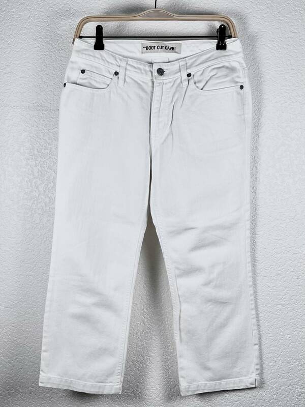 GAP★ギャップ デニムパンツ BOOT CUT CAPRI レディース 白 ホワイト クロップドパンツ ブーツカット 綿100％ size6 ジーンズ USED