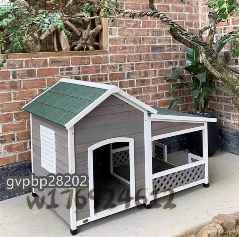 高品質 犬小屋 ドッグハウス 室外 中型犬用 屋外用 庭 保温防寒 通気性 148*100*86cm 屋外 木製 犬舍
