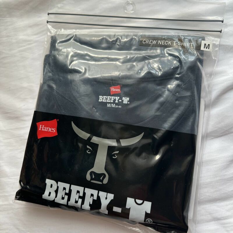 ［ヘインズ] Hanes ビーフィー Tシャツ BEEFY-T １枚 綿100% 肉厚生地 ヘビーウェイト　カウネック　ネイビー　サイズM