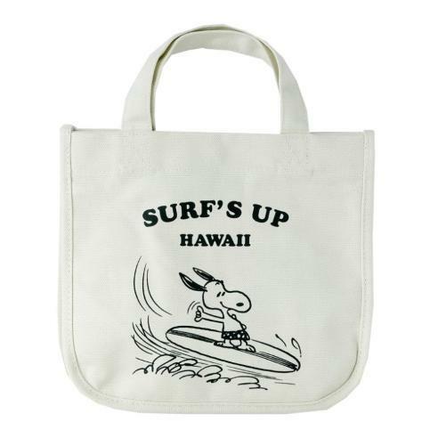スヌーピー SNOOPY SURF‘S UP HAWAII ミニ トートバッグ ホワイト サーフショップ ハワイ キャンパス生地 限定 SURF SHOP HAWAII