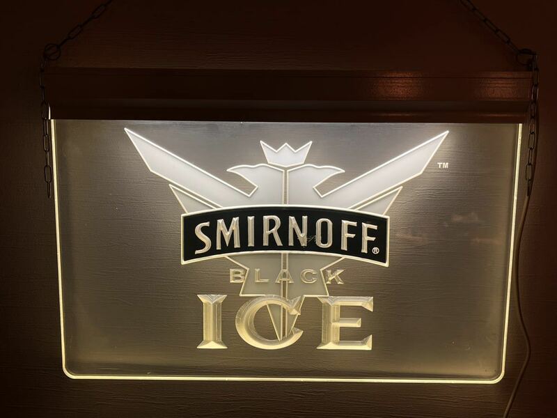 ◇動作確認OK◇ SMIRNOFF BLACK ICE スミノフ ネオンサイン　電飾　看板　ウォッカ　バー　スミノフブラック