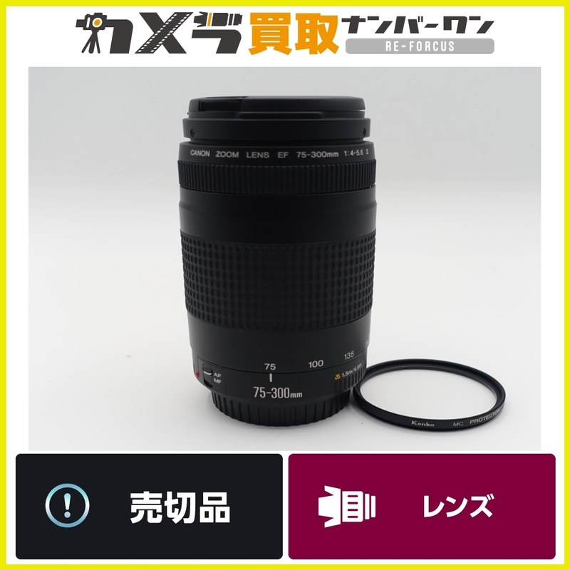 【３００mm望遠ズーム】キャノンEF75-300mm f4-5.6 2型 動作確認済み 保護フィルター付き