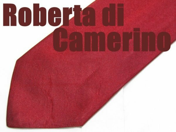 NA 366 ロベルタディカメリーノ Roberta di Camerino ネクタイ 赤系 光沢 無地 ブランドモチーフ チェーン プリント