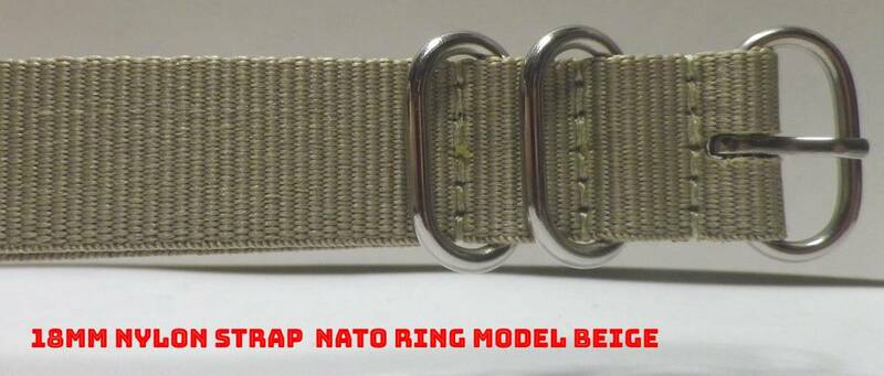 18MM NATO ミリタリー　ナイロンベルト新品　ダーク・ベージュ　NATO型尾錠