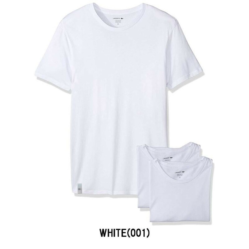 ※訳あり アウトレット★3 LACOSTE(ラコステ)クルーネック 無地 インナー Tシャツ 3枚組 半袖 メンズ TH3451-51 WHITE(001) Sサイズ