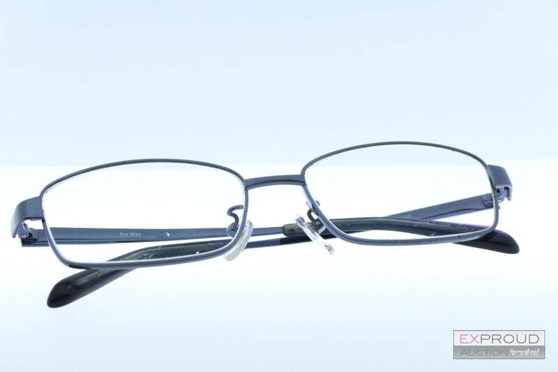 良品★R34 new wave ニューウェーブ スクエア型 メガネ メガネフレーム ネイビー フルリム 55□16-140 メタル 眼鏡