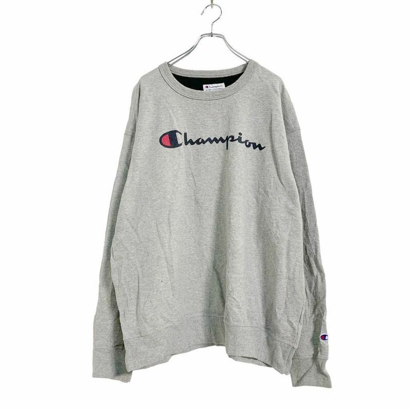 Champion スウェット ロゴ プリント トレーナー 2XL 3L グレー ネイビー チャンピオン 大きめ シンプル 古着卸 アメリカ仕入 a509-5130