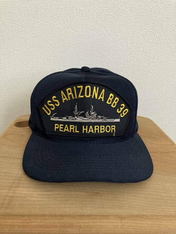 【USS ARIZONA BB 39】アポロキャップ PEARL HARBOR 戦艦アリゾナ 識別帽 90s 未使用品 米軍 真珠湾 NAVY MILITALY USA製
