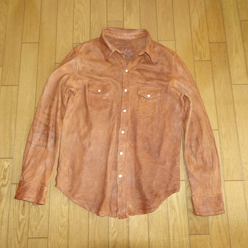 JEANSHOP Western Leather Shirt 茶 M ジーンショップ