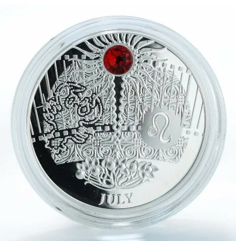 アニバーサリー・クリスタルコイン (7月) シルバープルーフ スワロフスキー 2013年 ポーランド