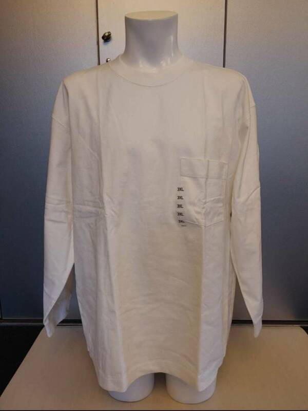 ★【新品】UNIQLO　ユニクロ　クルーネックT　長袖　00White　白　3XL