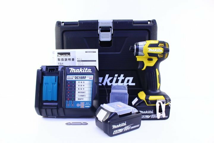 ●未使用 makita マキタ TD173D 充電式インパクトドライバ 18V 6.0Ah イエロー/黄 充電器/バッテリー/ケース付【10855382】