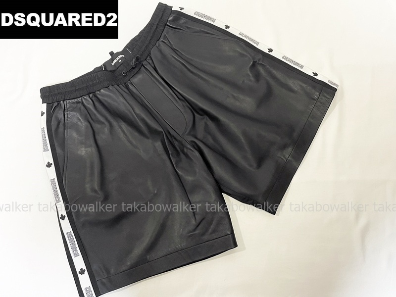 DSQUARED2　Sport Tape Shorts ディースクエアード　レザーコンビ ショートパンツ(48)