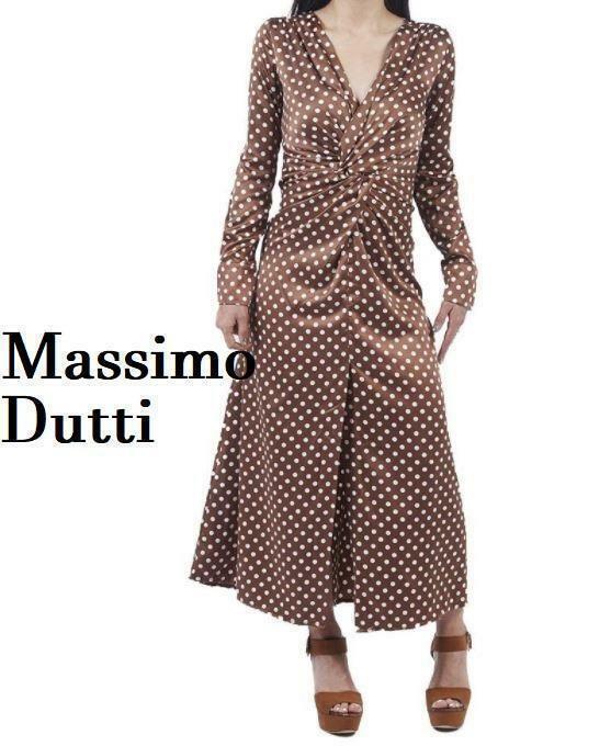 [タグつき] マッシモデュッティ ワンピース ロングワンピース ドレス レディース ドット柄 ロング スリット Massimo Dutti オススメ